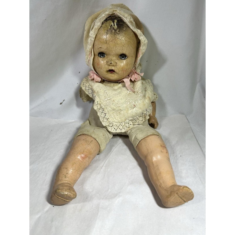 Antique 1920s Stuffed Creepy Doll Halloween Missing Arm Horror Composite Deocr